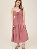 Blu Pepper Stripe Front Tie Cut-out Tiered Midi Sundress