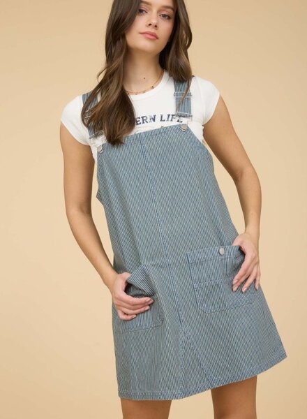 J.O.A Stripe Overall Mini Dress