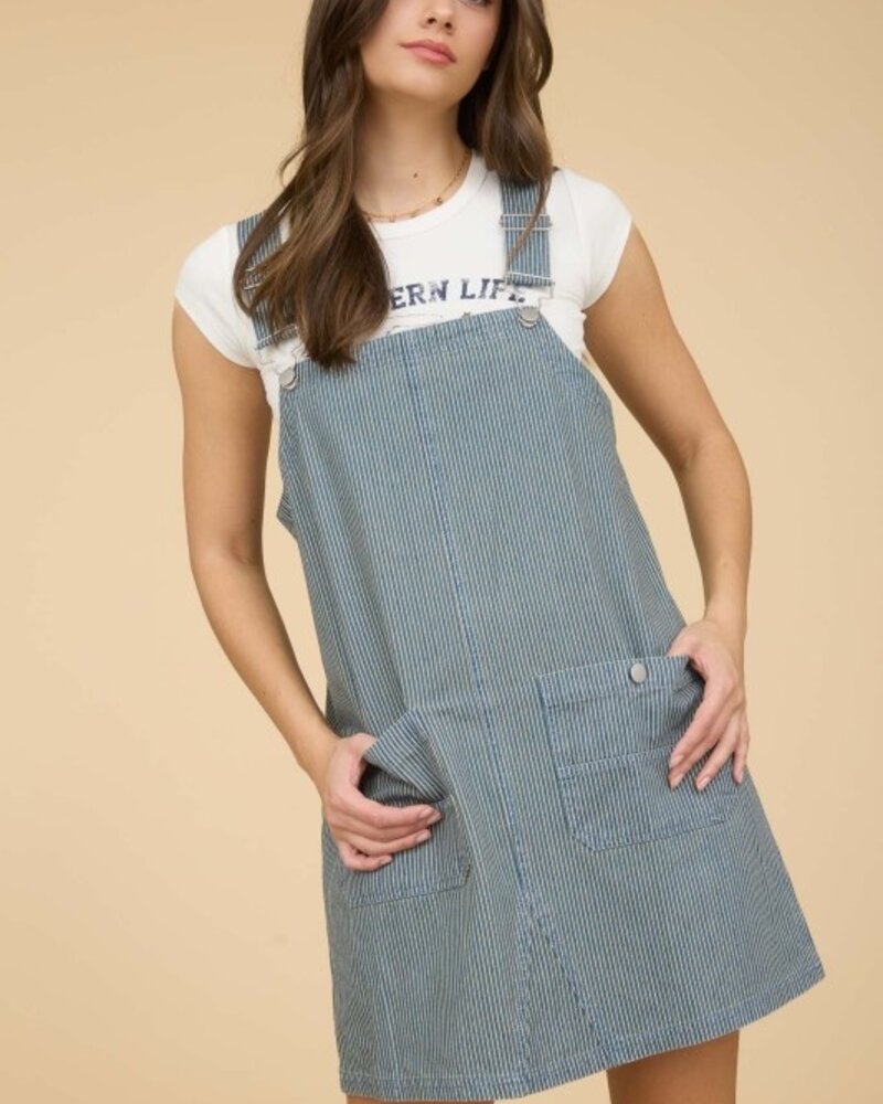 J.O.A Stripe Overall Mini Dress