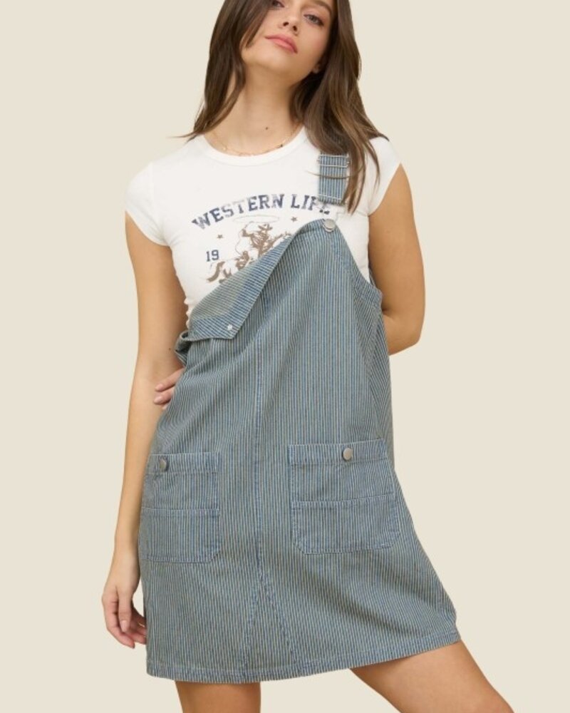 J.O.A Stripe Overall Mini Dress