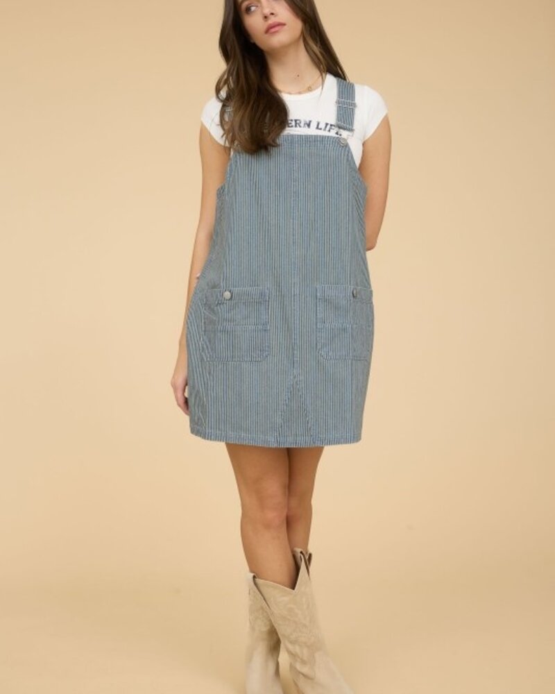 J.O.A Stripe Overall Mini Dress