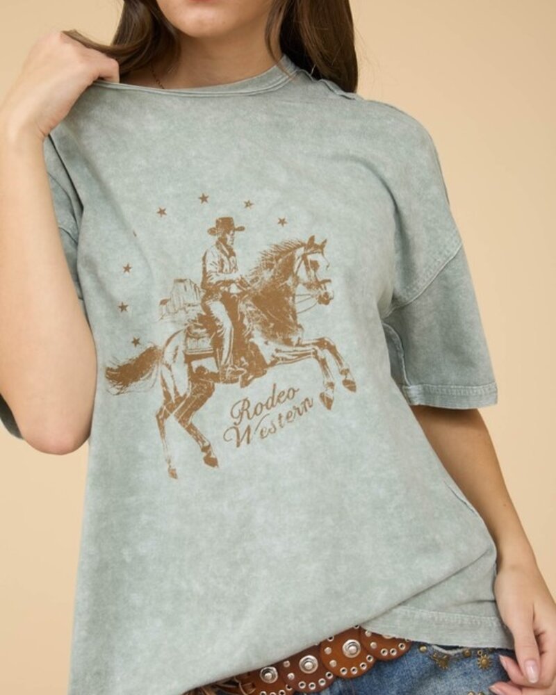 J.O.A Rodeo Western Shortsleeve Knit T-Shirt