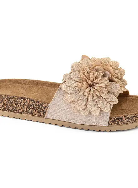 Hey Girl A Floral-Accented, Cork-Textured Slip-On "Wild Child"