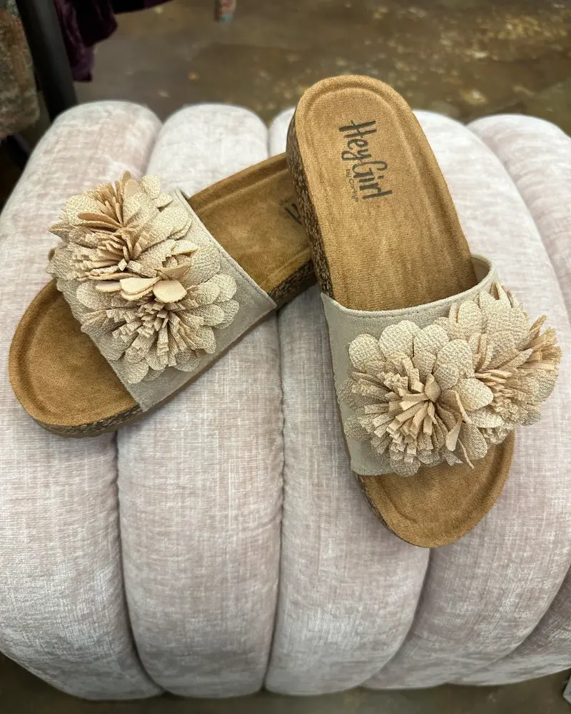 Hey Girl A Floral-Accented, Cork-Textured Slip-On "Wild Child"