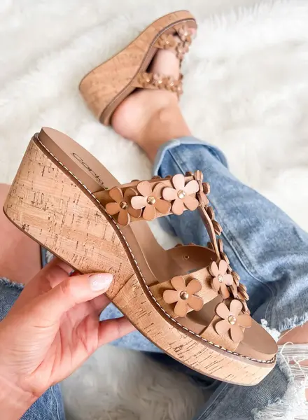 Corkys Footwear Inc Mic Drop Wedge With Flower Detail
