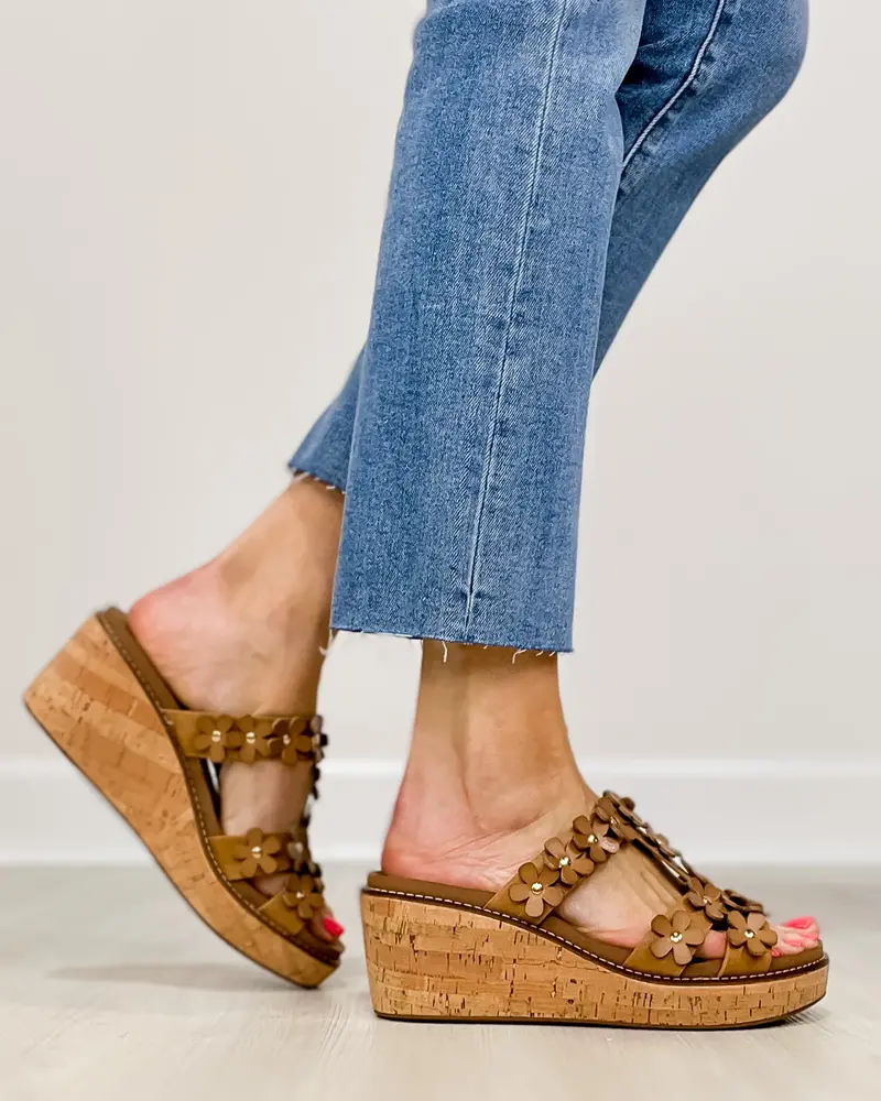 Corkys Footwear Inc Mic Drop Wedge With Flower Detail