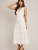 LELIS V-Neck Sleeveless Lace Detail Midi Dress