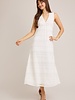 LELIS V-Neck Sleeveless Lace Detail Midi Dress