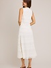 LELIS V-Neck Sleeveless Lace Detail Midi Dress