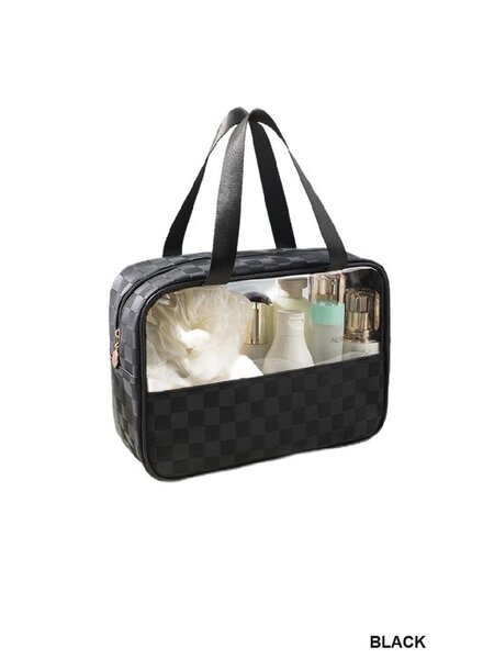 Checkered Pattern Travel Clear Bag