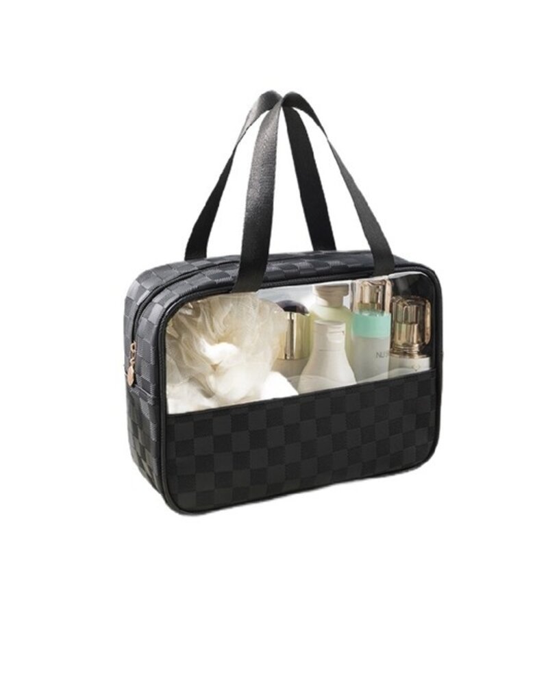 Checkered Pattern Travel Clear Bag