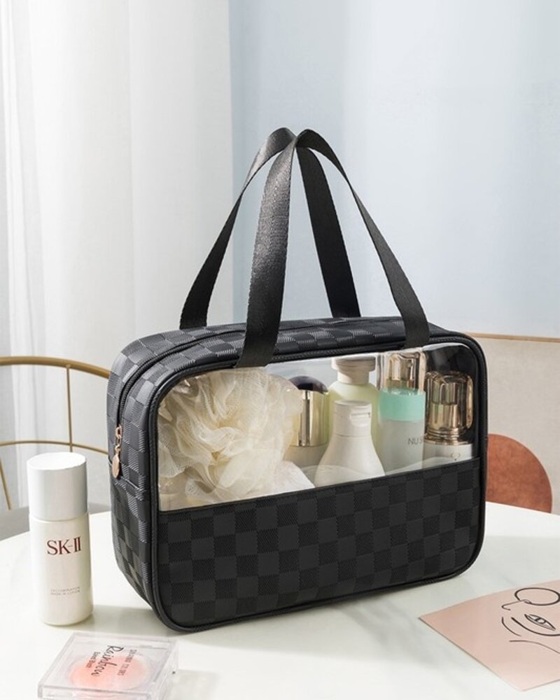 Checkered Pattern Travel Clear Bag