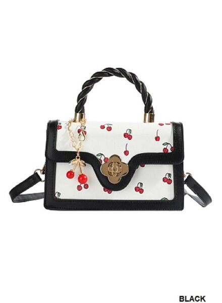Cherry Pattern Vegan Leather Shoulder Bag