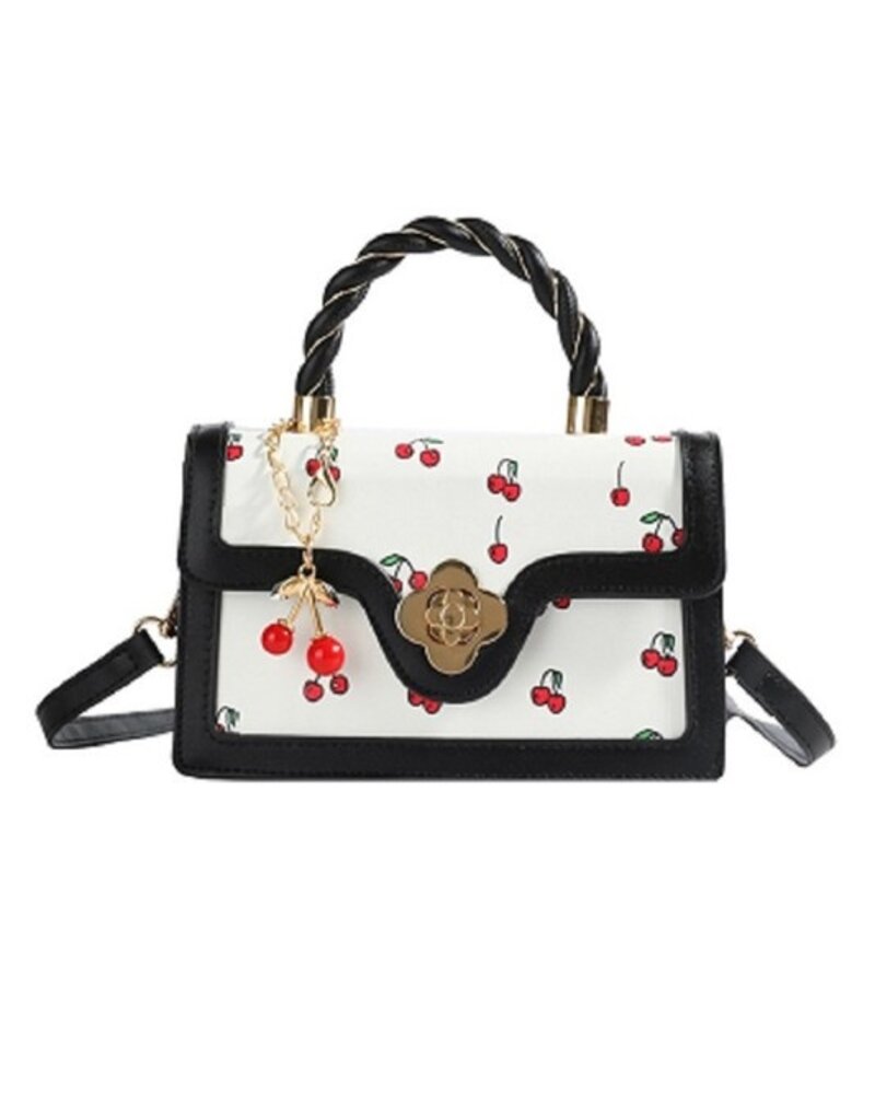 Cherry Pattern Vegan Leather Shoulder Bag