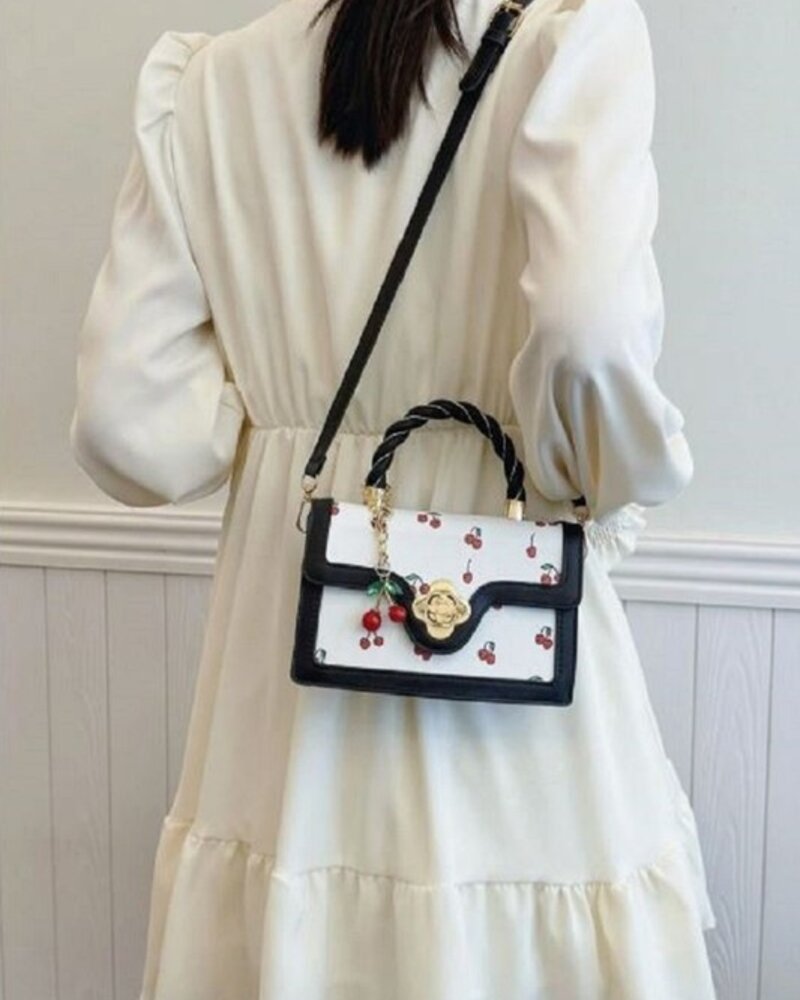 Cherry Pattern Vegan Leather Shoulder Bag