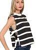 Side Tie Stripe Sweater Vest