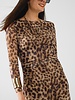 Q2 Sheer Leopard Print Bodycon Midi Dress