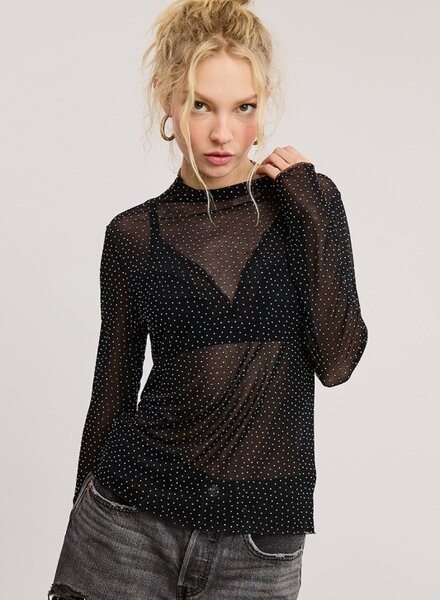 Zutter Rhinestone Lace Top