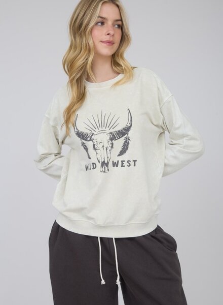 J.O.A. Wild West Graphic Long Sleeve Knit Top