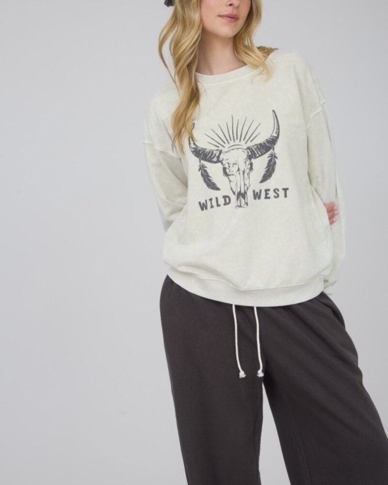 J.O.A. Wild West Graphic Long Sleeve Knit Top