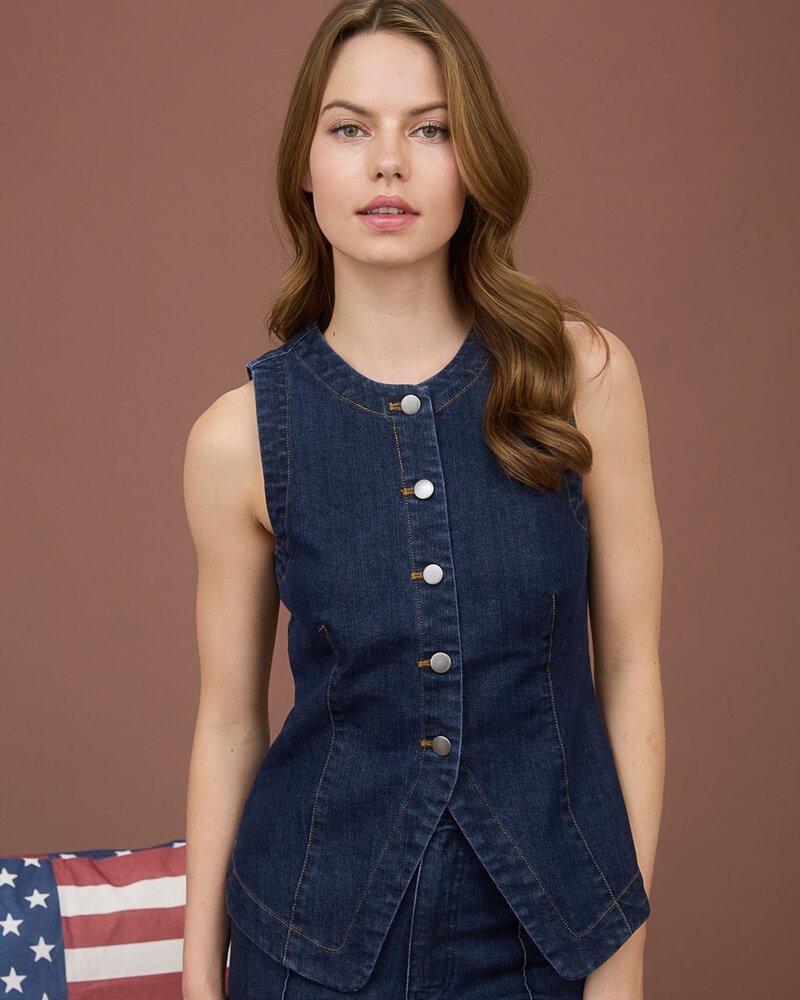 The Workshop Denim Button Down Vest