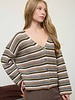 Blu Pepper Multicolor Stripe V-Neck Button Down Cardigan