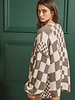 Bibi Mixed Check Pattern Loose Fit Chunky Cardigan