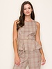 D.ARK Plaid Peplum Sleeveless Top