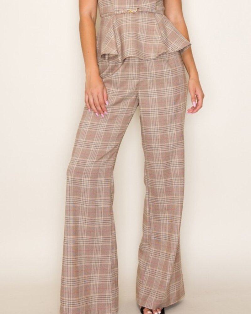 D.ARK Plaid Wide Leg Trousers