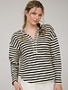 Blu Pepper Stripe Split Neck Long Sleeve Knit Top