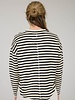 Blu Pepper Stripe Split Neck Long Sleeve Knit Top