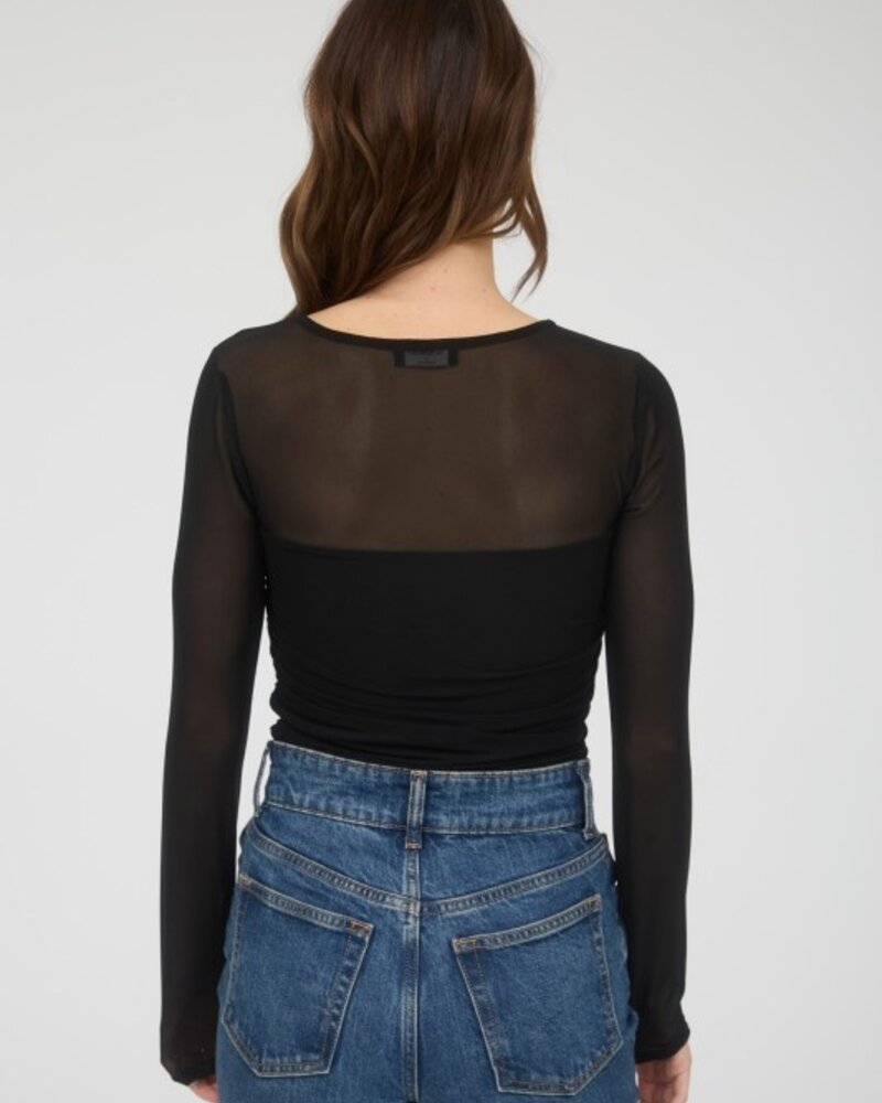 The Workshop Ruched Waist Square Neck Knit Top