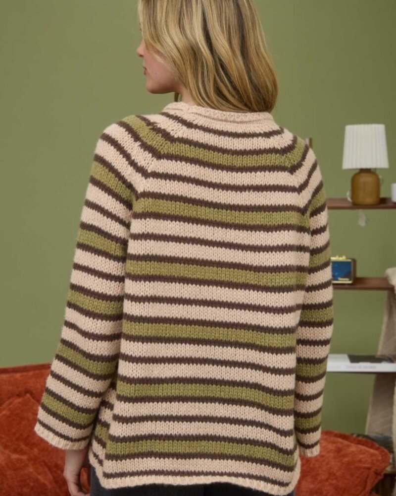 Blu Pepper Striped Kangaroo Pocket Knit Sweater