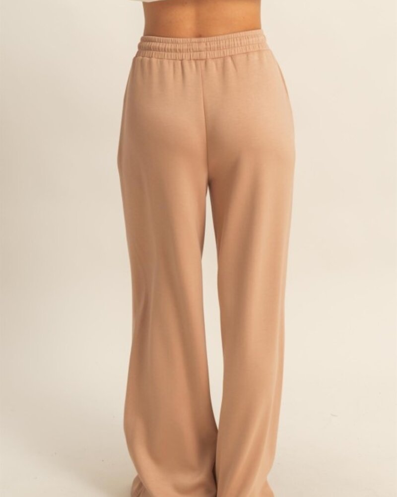 Double Zero Double Knit High-waist Pintuck Wide Leg Pants