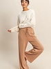 Double Zero Double Knit High-waist Pintuck Wide Leg Pants