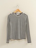 Double Zero Striped Crew Neck Fitted Long Sleeve Top