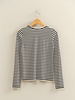 Double Zero Striped Crew Neck Fitted Long Sleeve Top