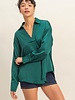 Double Zero Collared V-neck Satin Blouse