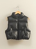 Double Zero Faux Leather Cropped Puffer Vest