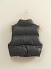 Double Zero Faux Leather Cropped Puffer Vest
