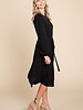 RolyPoly Belted Button Down Crew Neck Pleated Midi Dress