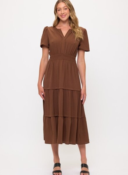 RolyPoly V Neck Short Sleeve Layered Midi Dress