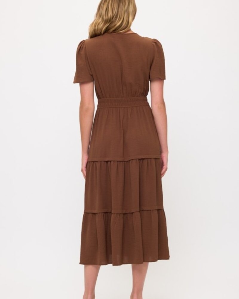 RolyPoly V Neck Short Sleeve Layered Midi Dress