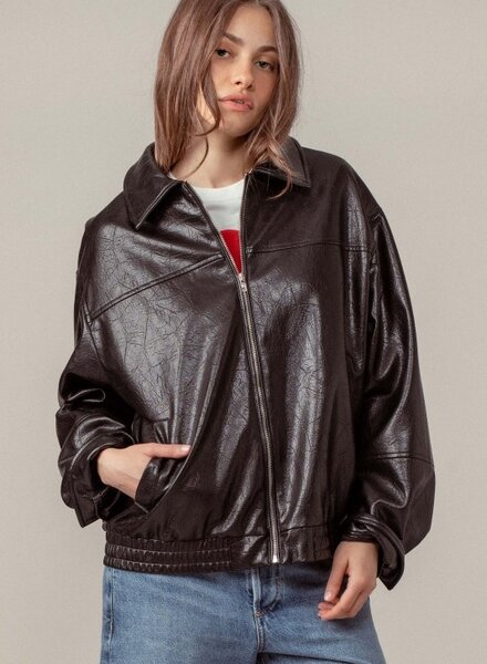 Urban Daisy City Muse Oversized Leather Jacket