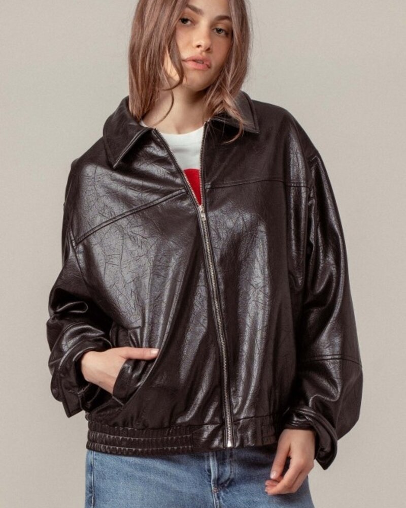 Urban Daisy City Muse Oversized Leather Jacket