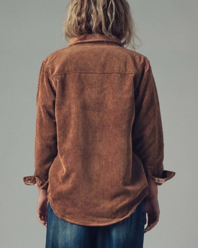 Urban Daisy Corduroy Plaid Flannel Shacket Chest Pockets