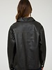 Blu Pepper Washed Faux Leather Collard Zip Up Jacket