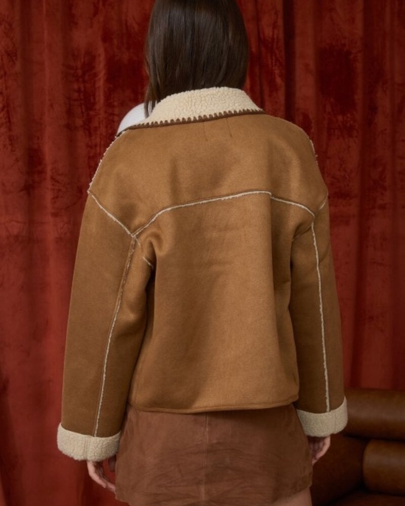 Blu Pepper Faux Shearing Suede Toggle Button Jacket