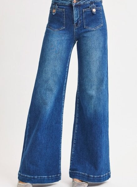 Risen Mid Rise-Wide-Front Patch Pocket Jeans