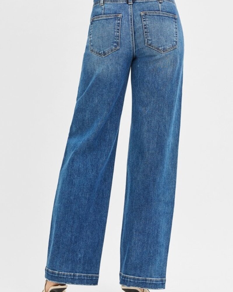 Risen Slouchy Baggy Jeans With Double Buttons